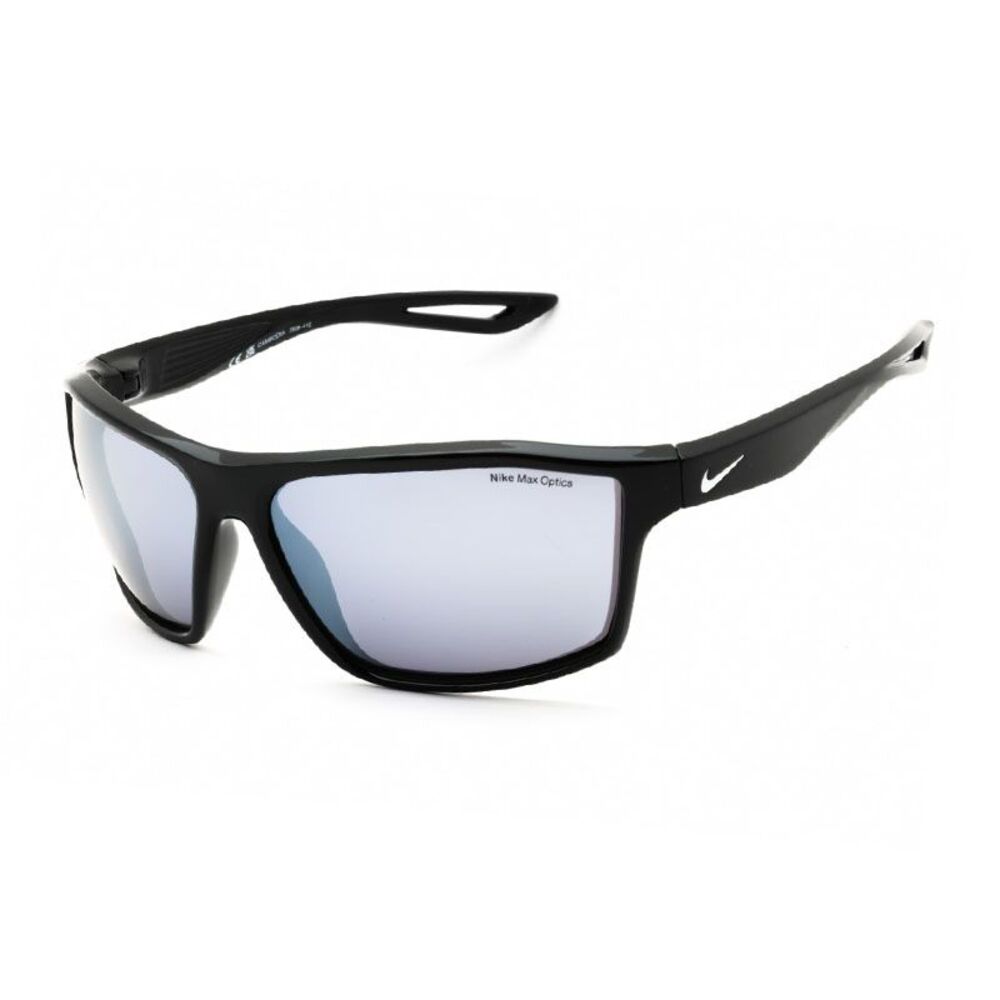 Nike Sunglasses Rectangle Full Rim, Black/Grey Frame and Silver Flash Lens